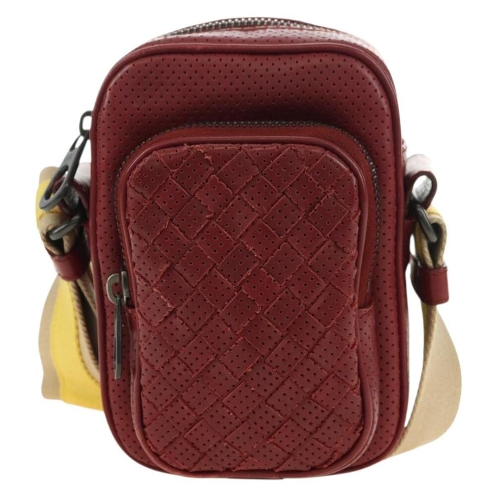 Bottega Veneta Intrecciato Shoulder Bag Bordeaux Red